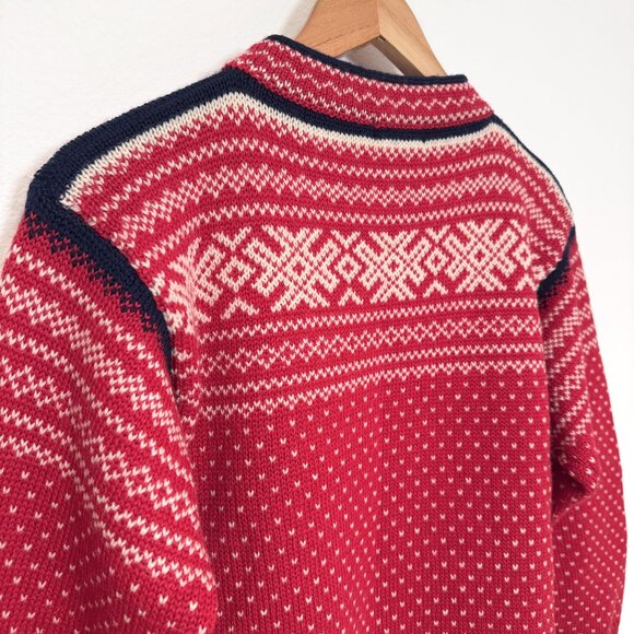 Vintage Little Nomad Norwich Red Nordic Wool Sweater Size 10 - Picture 6 of 11